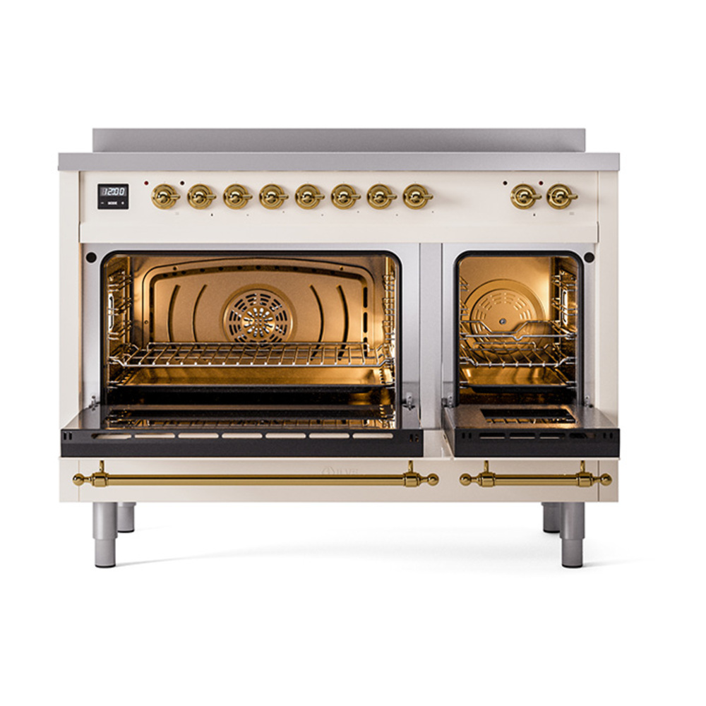 ILVE_UPI486QNMPAWG_Nostalgie_II_48"_Dual_Fuel_Range_oven_door_opened