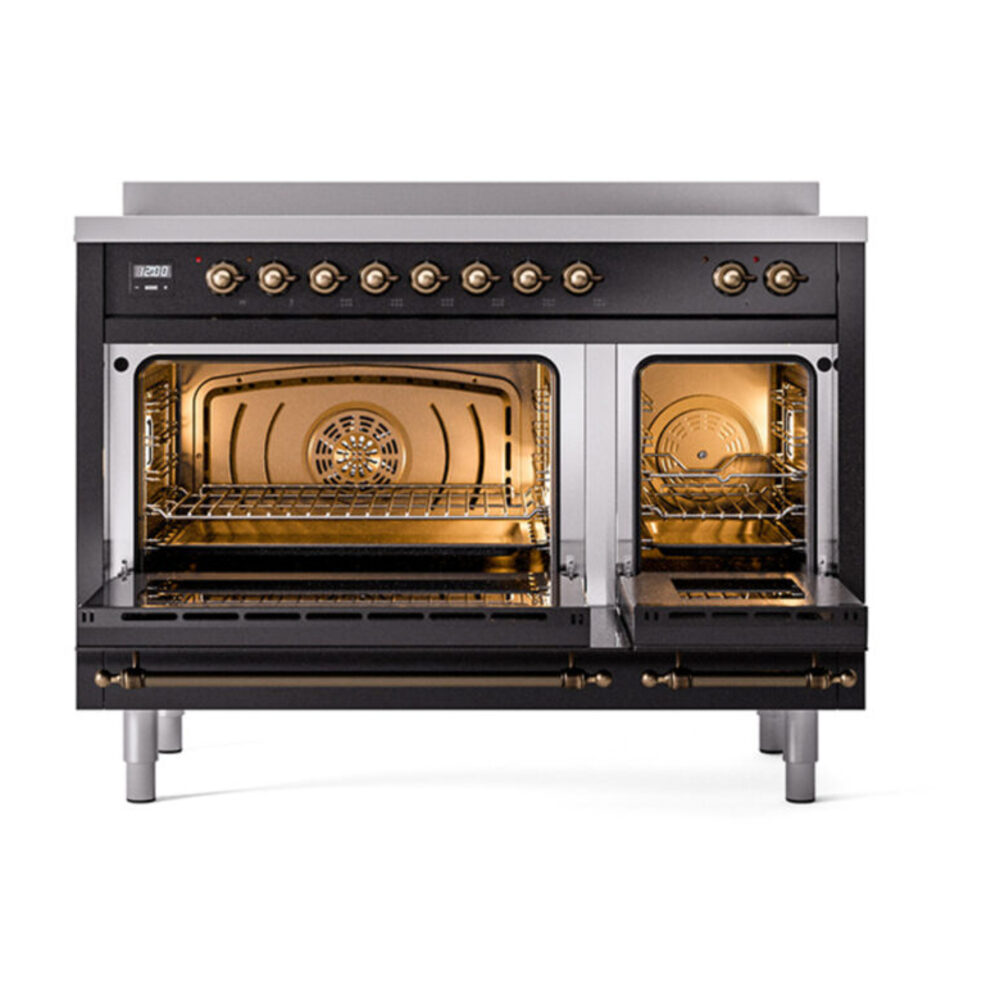 ILVE_UPI486QNMPBKB_Nostalgie_II_48"_Dual_Fuel_Range_oven_door_opened