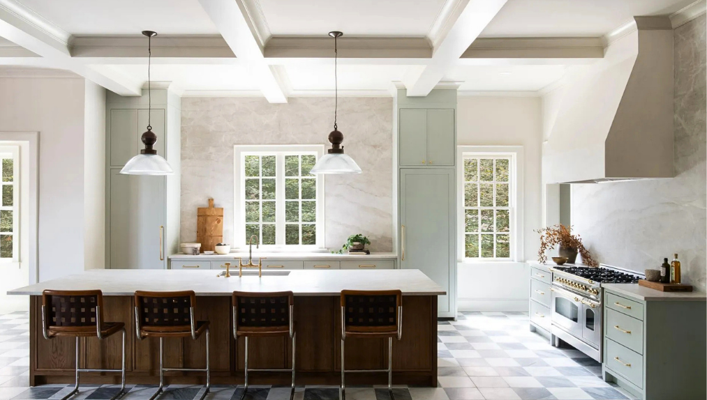 Luxury kitchen centered around a statement range as the focal point of interior design