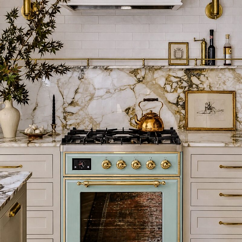 mediterranean mint range white kitchen