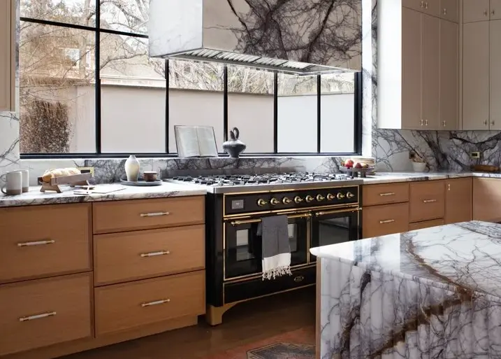 university park kitchen steel frame marble vent hood e1761659837480